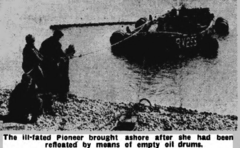 Wreckage of the Pioneer being brought ashore